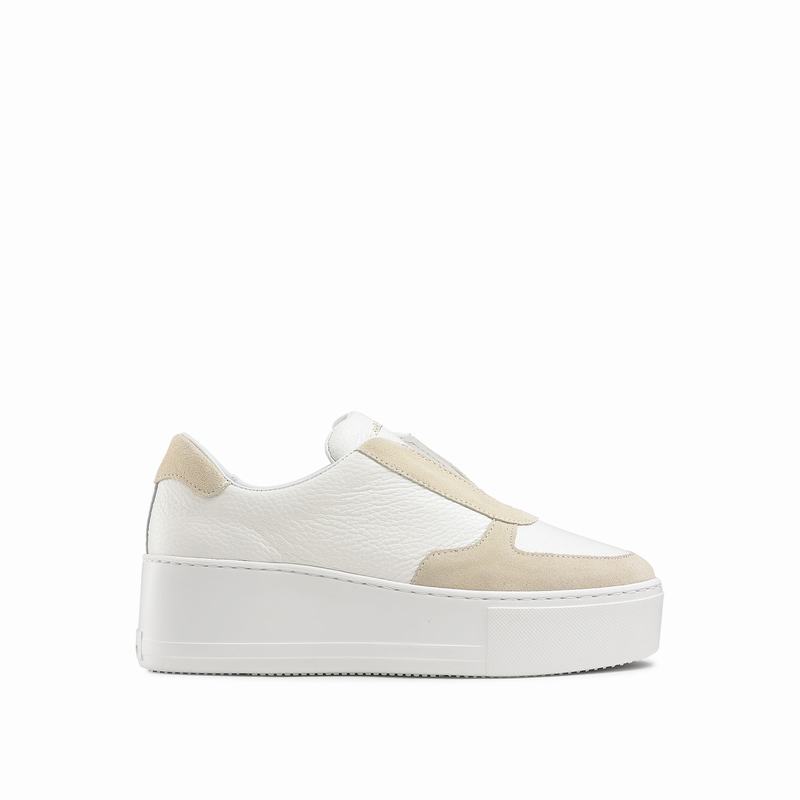 Russell & Bromley Park Ave Womens Flatform Laceless Sneakers White |JIS2430PL|